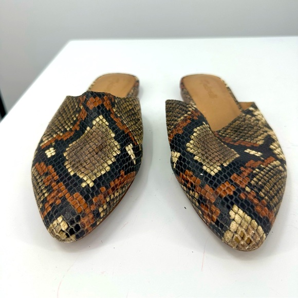 Madewell Remi Mules Slip On Snakeskin Print Brown Tan Black Womens 8.5 - Picture 2 of 8